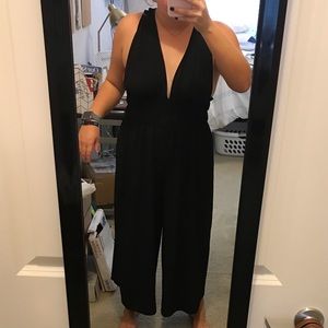ASOS Black Jumpsuit Deep V front and back